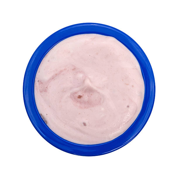 istock Bowl of black cherry Greek yogurt top view 576933126