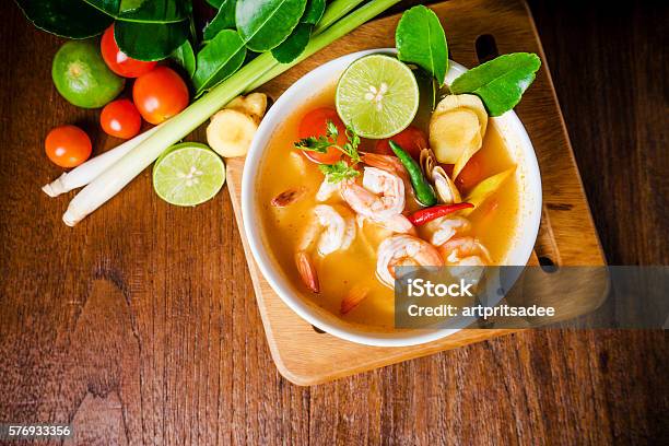 Tom Yam Kong Or Tom Yum Soup Thai Food Stock Photo - Download Image Now - Asia, Chili Pepper, Cooking