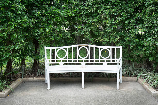 istock white chair in a green garden 576933994