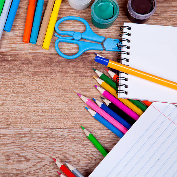 istock School supplies on a wooden background 576934054