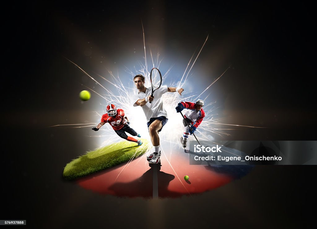 Multi-Sport-Collage aus Tennis-Hockey american footbal - Lizenzfrei Sport Stock-Foto