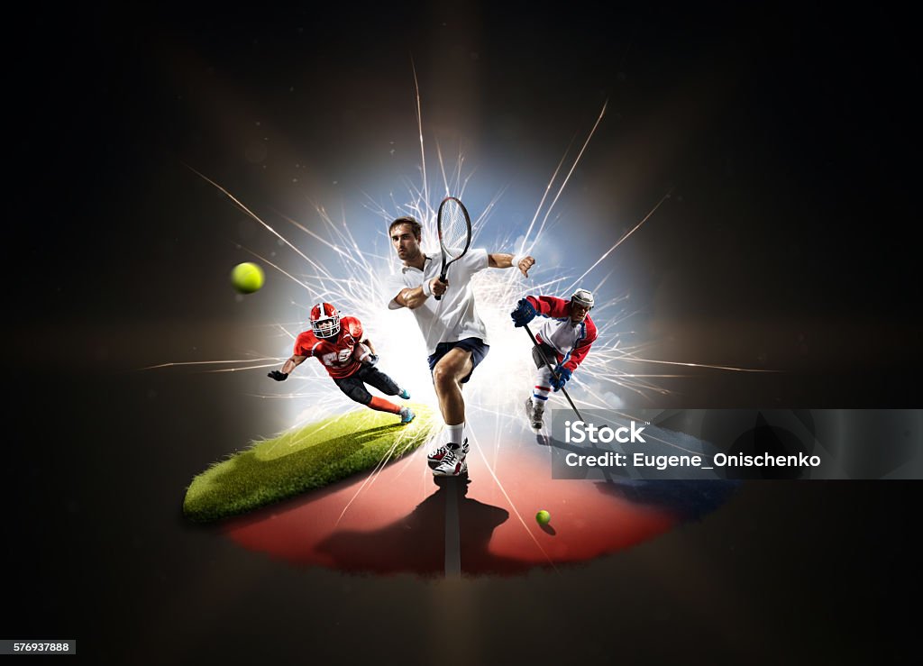 Collage multisports de tennis hockey américain footbal - Photo de Sport libre de droits