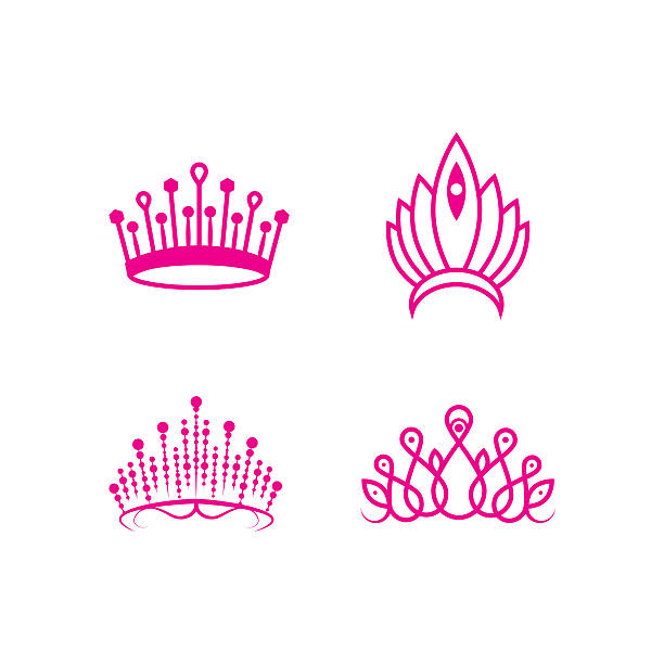 zestaw korowód korony - computer graphic leaf pink design stock illustrations