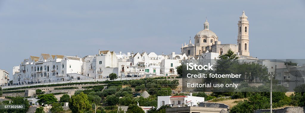 Panoramic view of Locorotondo on Puglia Locorotondo, Italy - June 25, 2016: The scenic village of Locorotondo on Puglia, Italy Alley Stock Photo