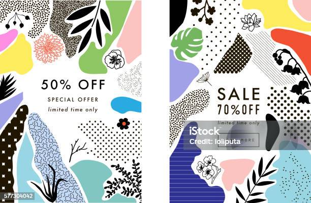 Set Of Creative Social Media Sale Headers With Discount Offer Stock Illustration - Download Image Now