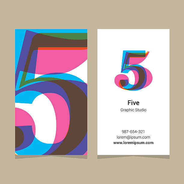 illustrazioni stock, clip art, cartoni animati e icone di tendenza di logo numero "5", con modello di biglietto da visita. - number 15