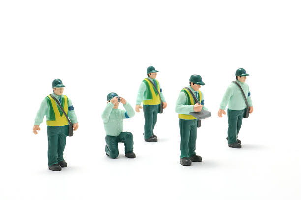 Male police officers on white background. 