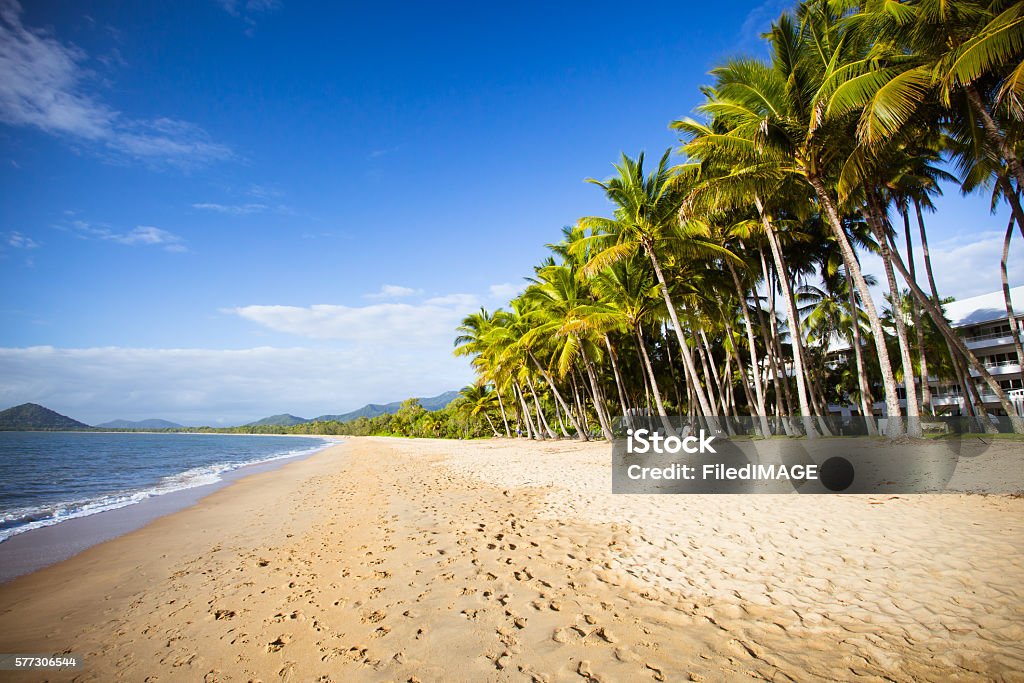 Palm Cove Beachfront The famous idyllic beachfront of Palm Cove on a winter's day in Queensland, Australia Bay of Water Stock Photo