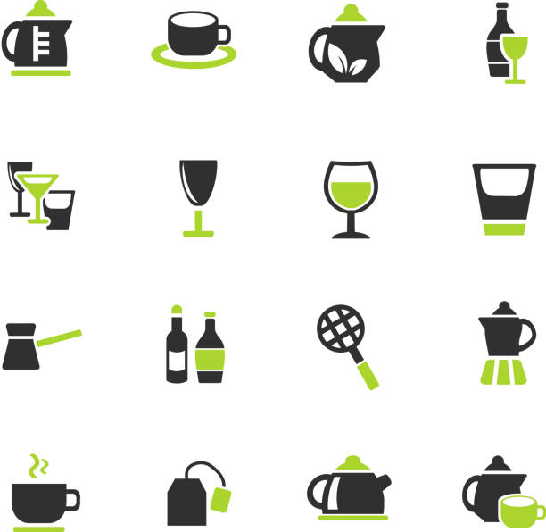 illustrations, cliparts, dessins animés et icônes de ustensiles de cuisine pour des boissons ensemble de icône - kettle foods