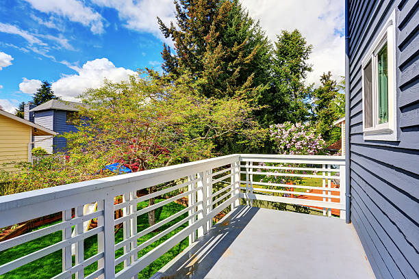 istock Backyard view from the balcony of blue house 577309410