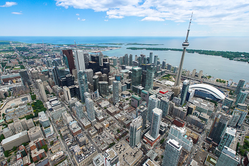 Aerial photograph taken from a helicopter in Toronto.