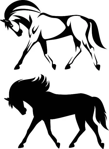 Vector illustration of running horse side view
