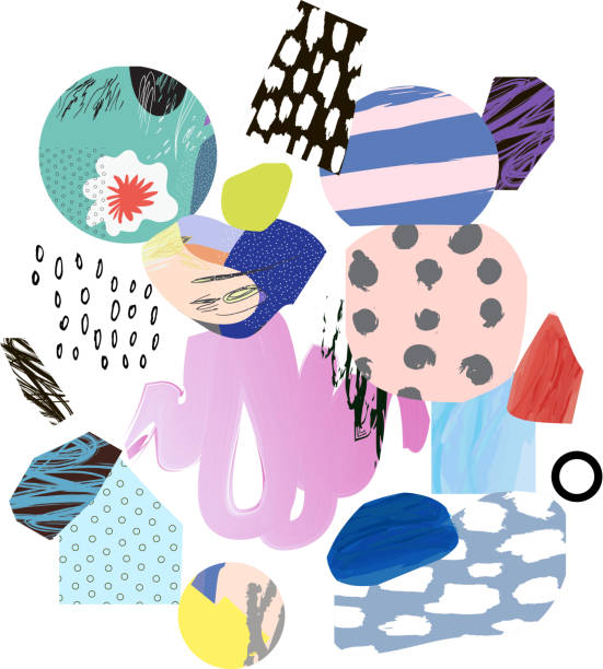 異なるテクスチャや形状を持つトレンディな創造的なコラージュ - craft doodle abstract funky点のイラスト素材／クリップアート素材／マンガ素材／アイコン素材