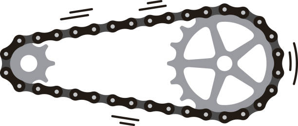 illustrazioni stock, clip art, cartoni animati e icone di tendenza di catena bici con ruote dentate. illustrazione vettoriale - bicycle gear