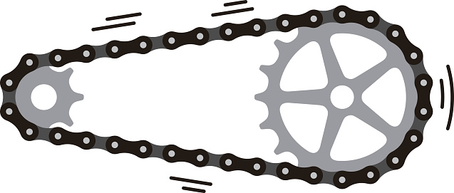 bike Chain with cogwheels. Vector illustration