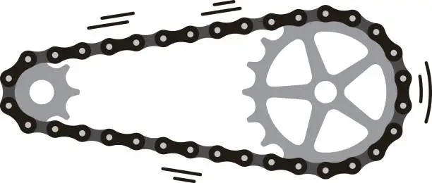 Vector illustration of bike Chain with cogwheels. Vector illustration