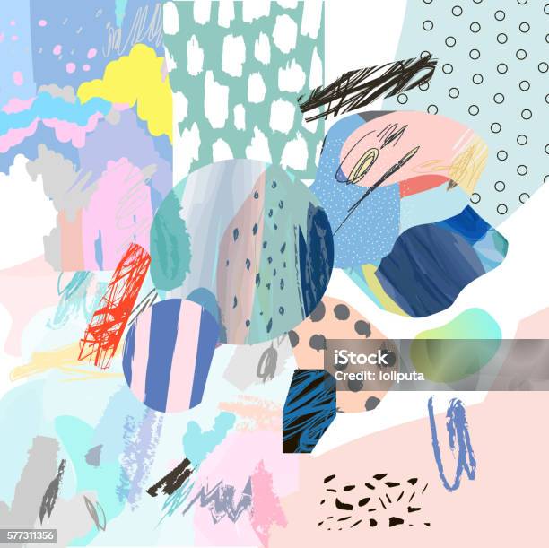 Trendy Creative Collage With Different Textures And Shapes Stock Illustration - Download Image Now