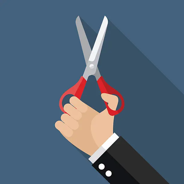 Vector illustration of Hand holding a pair of scissors