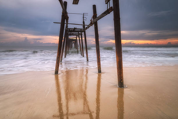 istock sunset and Waves crashing onto the shore 577312788