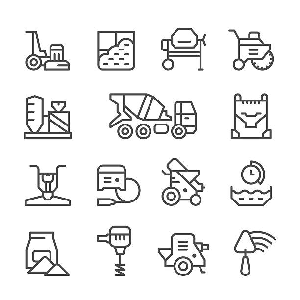 Set line icons of concrete Set line icons of concrete isolated on white. This illustration - EPS10 vector file. mixing cement stock illustrations