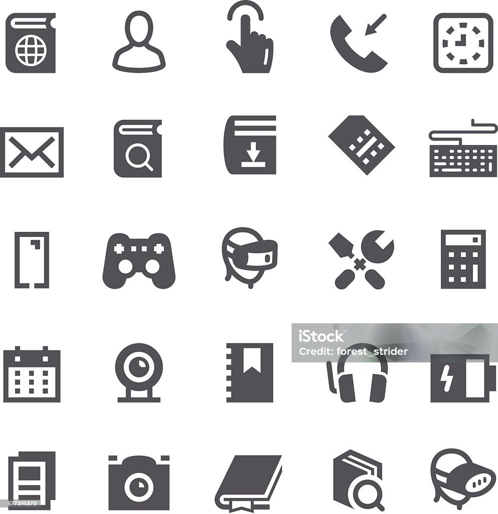 SEO and smartphone icons Smartphone, SEO web and app icons Battery stock vector