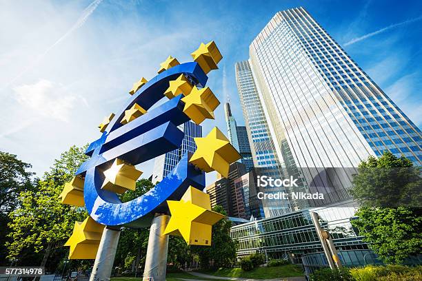 Euro Currency Symbol In Frankfurt Germany Stock Photo - Download Image Now - European Central Bank, European Union Currency, Euro Symbol
