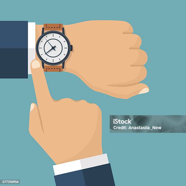Wristwatch Hand Vector Stock Illustration - Download Image Now - Watch - Timepiece, Watching, Clock
