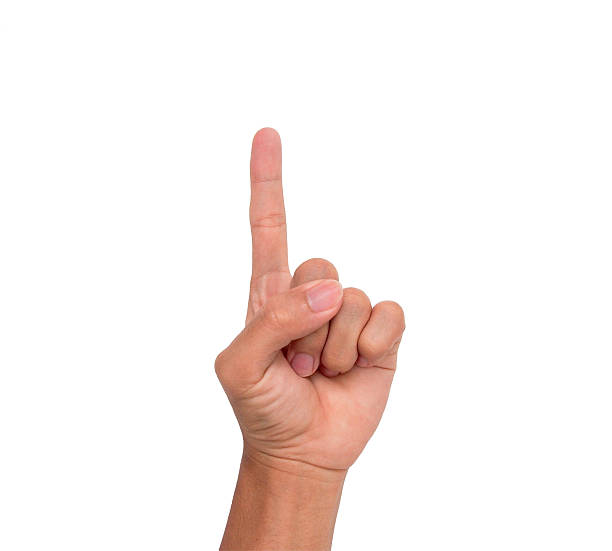 istock Hand sign point upward meaning one, first, etc. 577316964