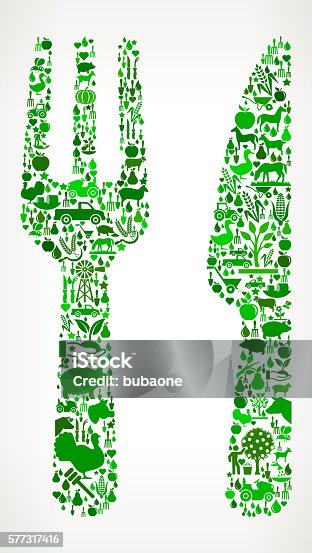 istock Food Utensils Farming and Agriculture Green Icon Pattern 577317416
