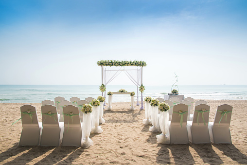Romantic Wedding setting on the beach.