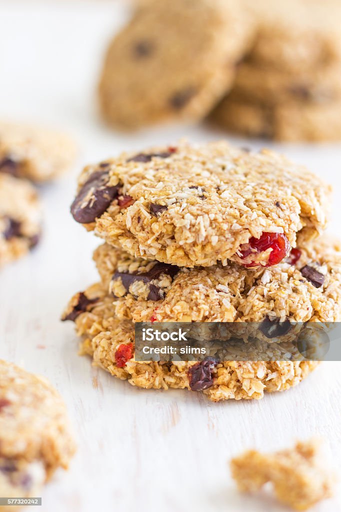 Chocolate Oatmeal Cookies Flourless Chocolate Oatmeal Cookies are an excellent treat for those who are looking for a healthier alternative to sweets! Baked Stock Photo