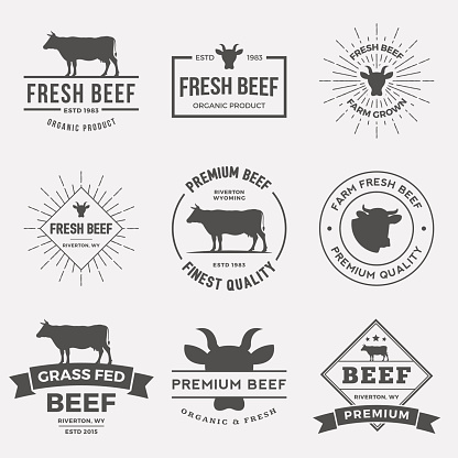 vector set of premium beef labels, badges and design elements.