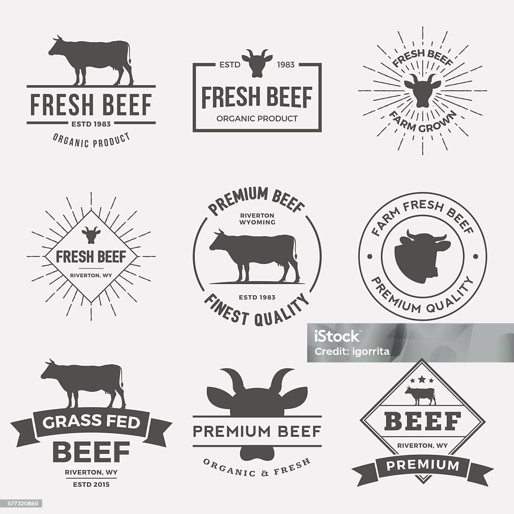 vector set of premium beef labels, badges and design elements. Beef stock vector