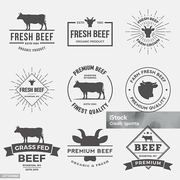 Vector Set Of Premium Beef Labels Badges And Design Elements Stock Illustration - Download Image Now