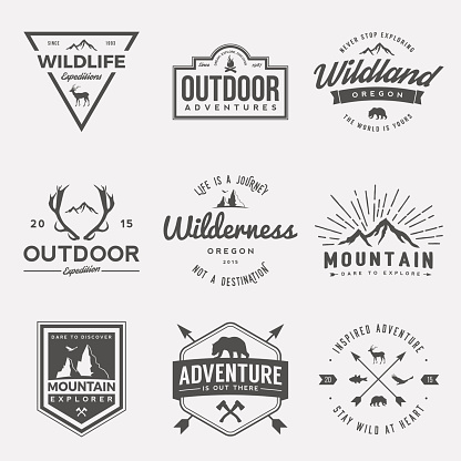 Vector Set Of Wilderness And Nature Exploration Vintage Logos Stock ...