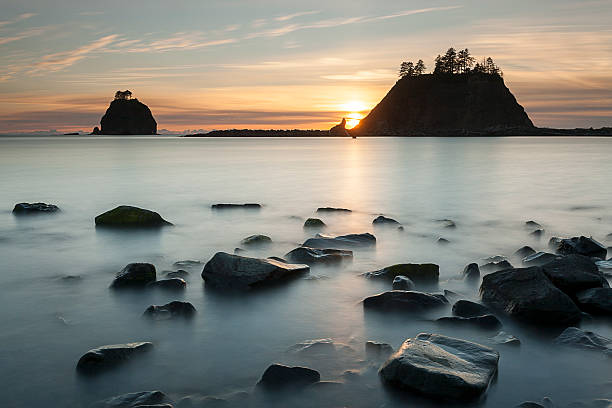 istock Long exposure of rocks at sunset. 577327606