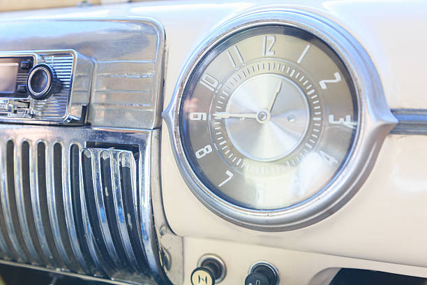 istock Interior part, dashboard of an old Soviet classic car Pobeda. 577328052