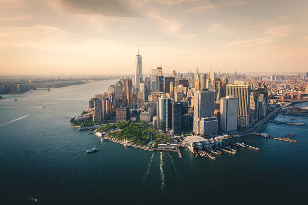 istock Aerial view of lower Manhattan Skyline 577329412