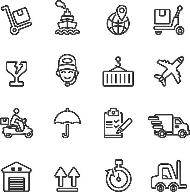 Vector illustration of Logistics and Shipping Line icons | EPS10