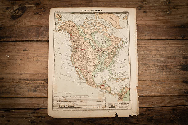 istock North America Map Illustration, Antique 1871 Book Page 577331200