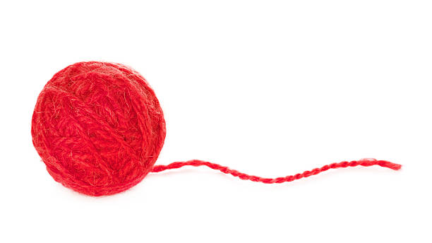 Red Yarn Ball red yarn ball, isolated on white background clew bay stock pictures, royalty-free photos & images