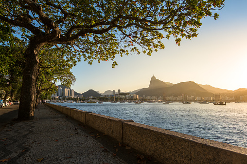 Idyllic View of Urca Neighborhood of Rio de Janeiro by Sunset.