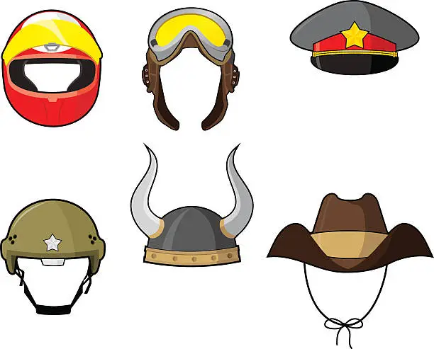 Vector illustration of Helmets and Hats