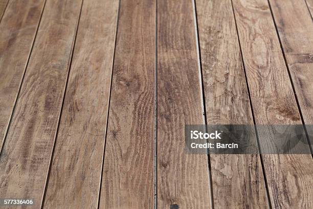 Empty Wooden Table Stock Photo - Download Image Now - Plank - Timber, Backgrounds, Diminishing Perspective