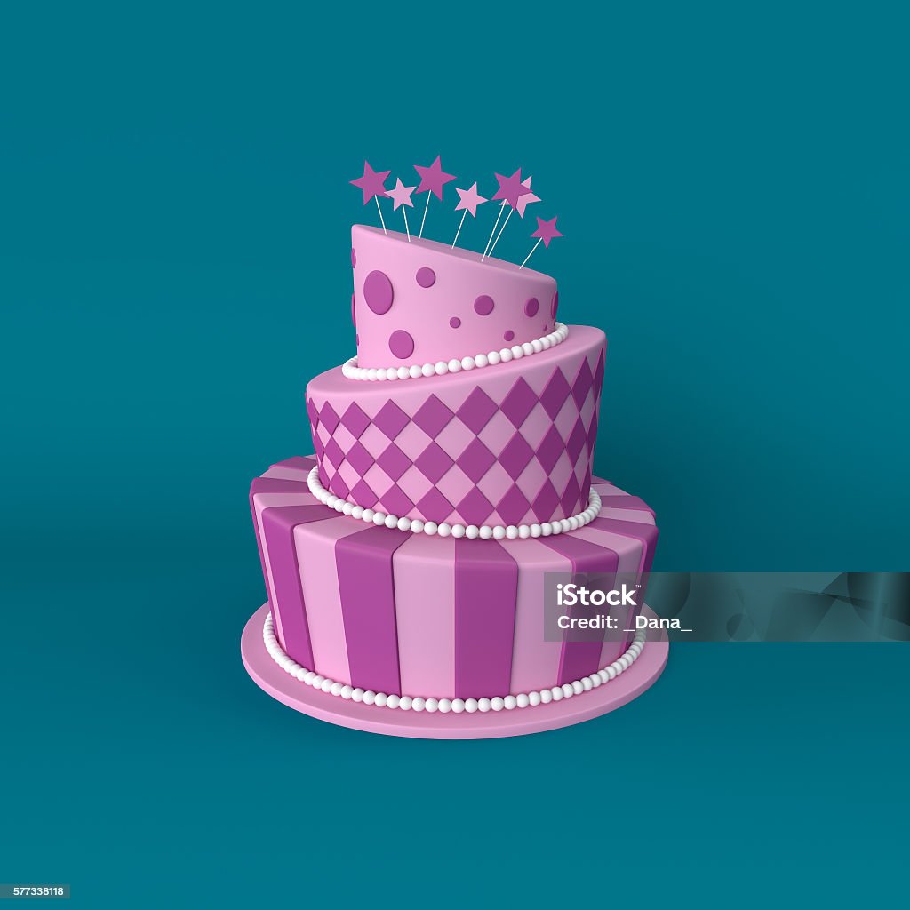 Big Birthday Holiday Three Floor Cake Stock Photo - Download Image ...