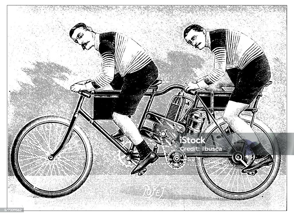 Antique illustration of motorbike concept Old-fashioned stock illustration