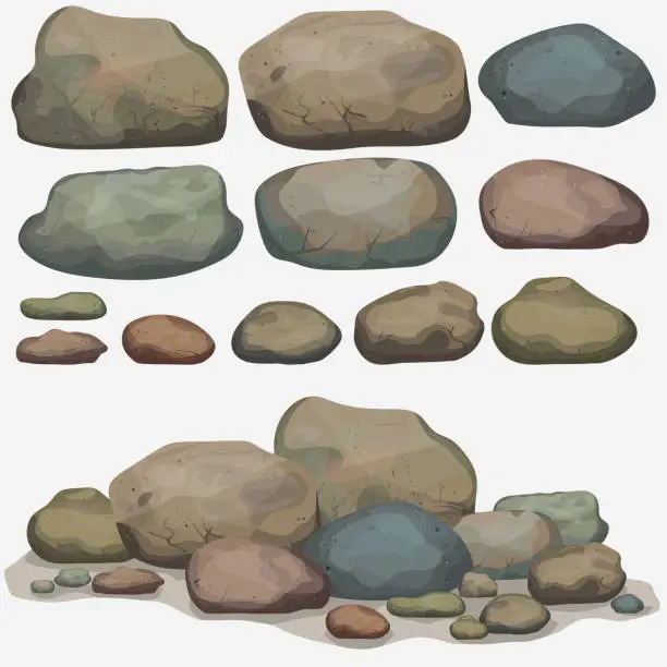 Vector illustration of Rock stone set