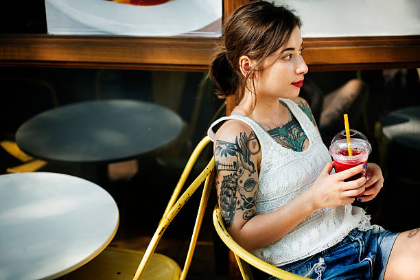 istock Beautiful Juice Relaxation Tattoo Vacation Joy Concept 577342702