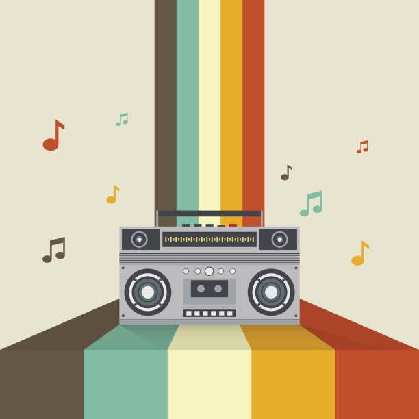illustrations, cliparts, dessins animés et icônes de boombox rétro vintage style vectoriel illustration - retro revival music audio cassette old