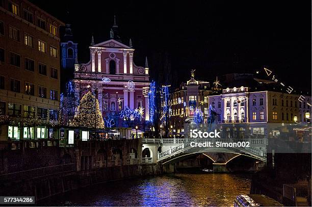Ljubljana At Christmas Time Stock Photo - Download Image Now - Ljubljana, Ljubljanica River, Slovenia